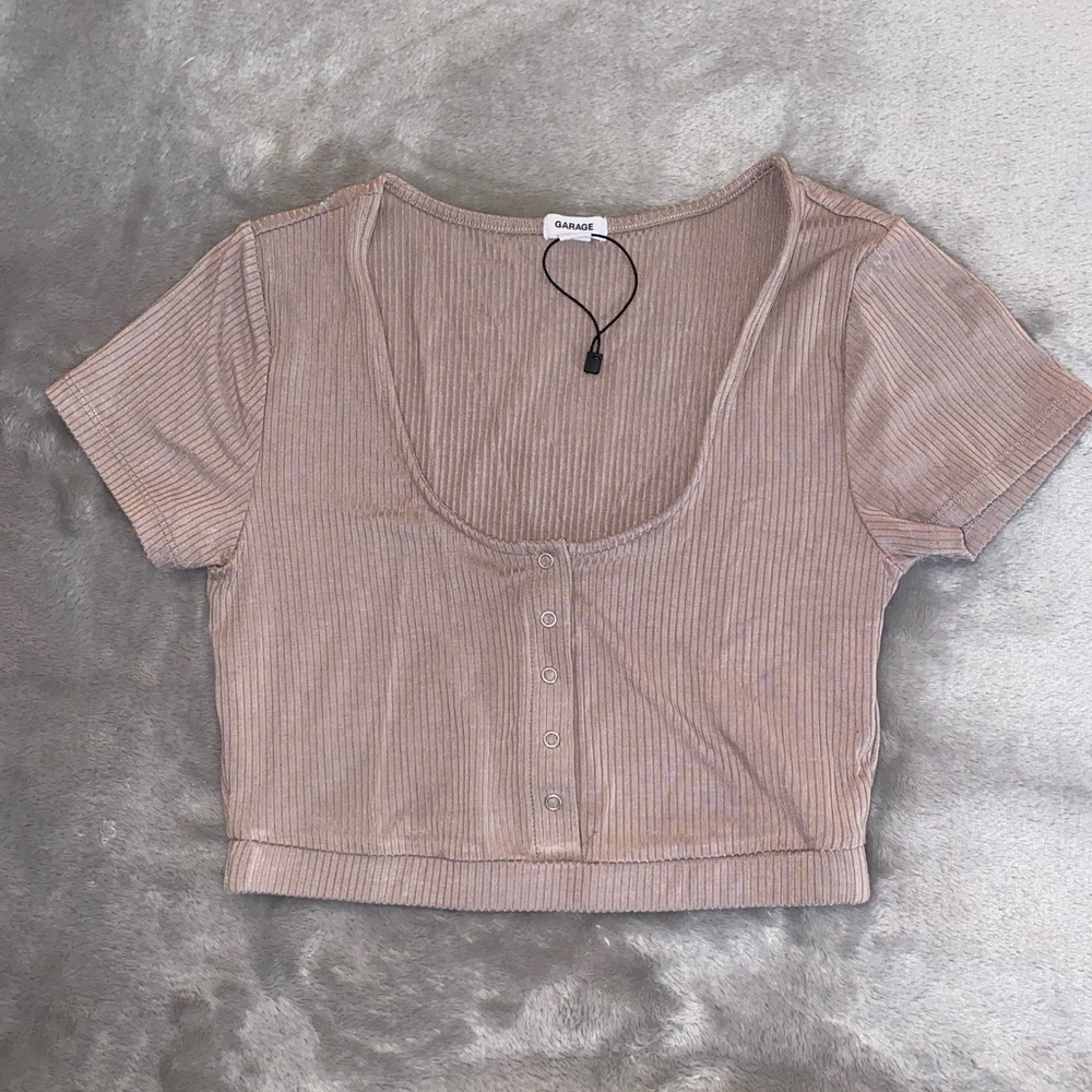 Ribbed Beige Crop Top